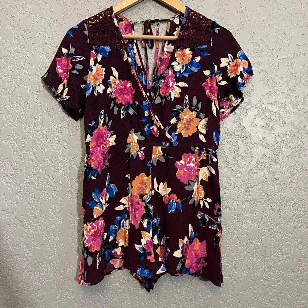 Burgundy Floral Romper  